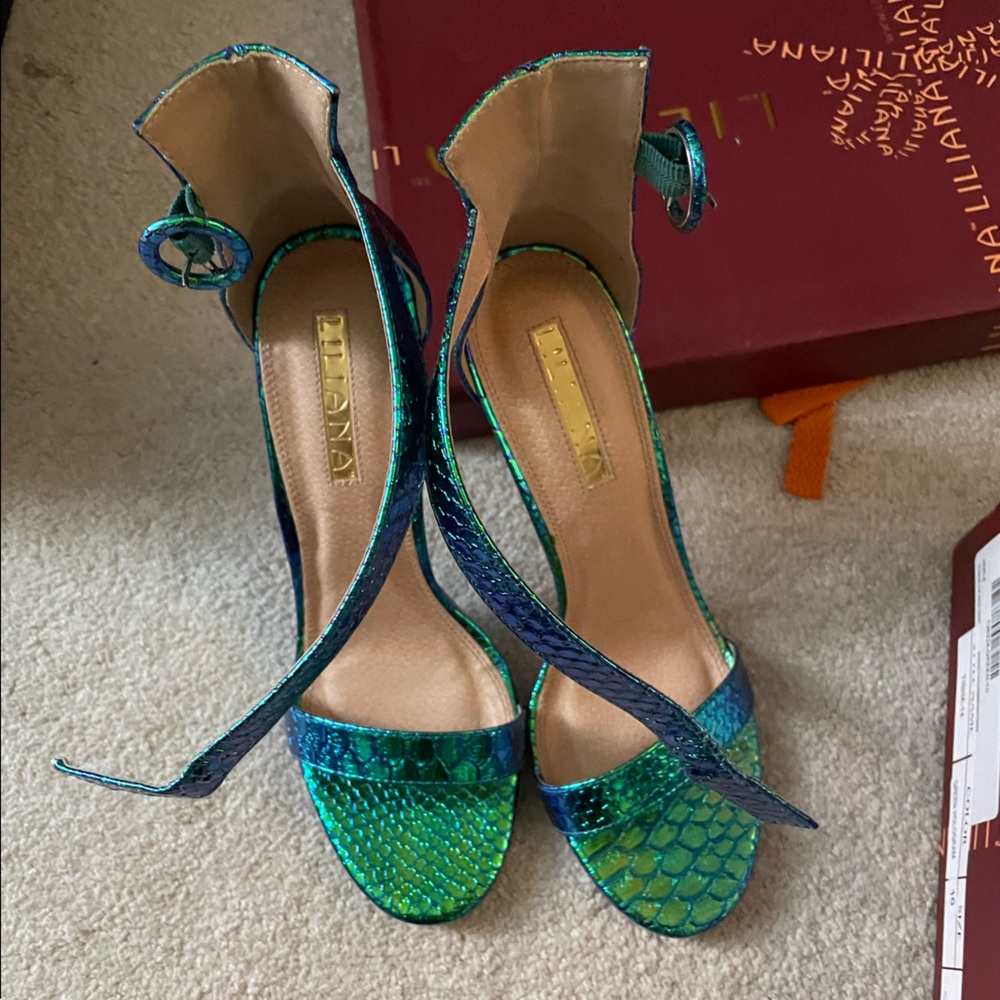 Mermaid Iridescent Sandal Heel by Lilliana